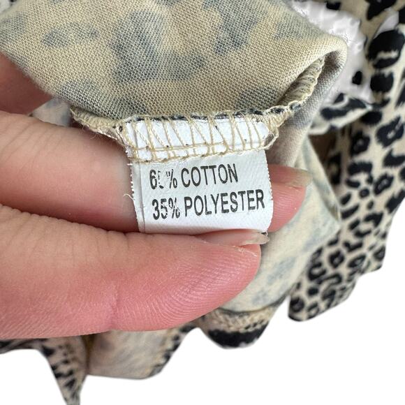 Blooming Jelly Tan Black Leopard Print Lightweight 3/4 Sleeve T-Shirt Size L - Picture 5 of 6